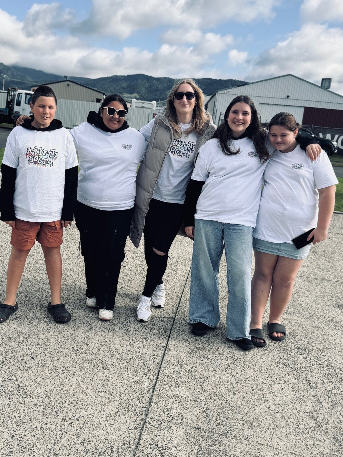  KCLD Steering Group youth connector Leticia Kuizinas, pictured centre, with some local youth at the Skate Lab day. Photo / Supplied