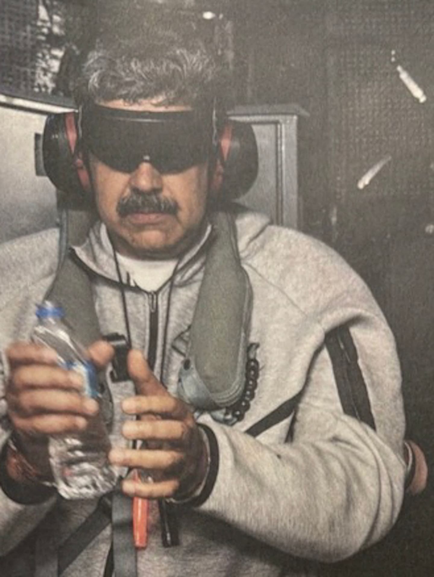 Venezuela's President Nicolas Maduro onboard the USS Iwo Jima after the US military captured him, according to US President Donald Trump. Photo / Truth Social