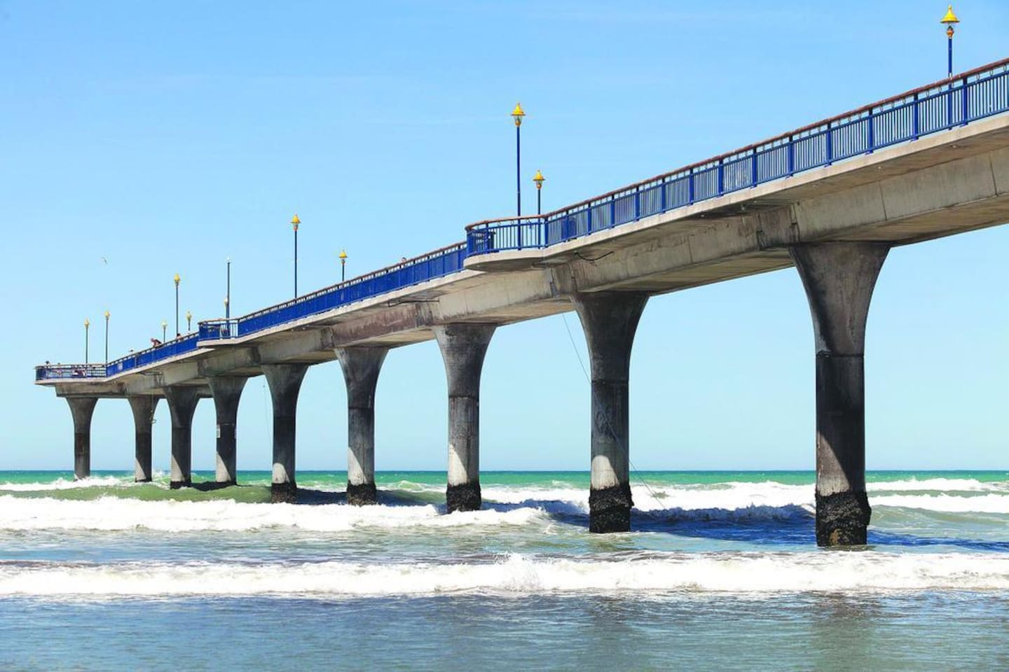 Workers repairing the New Brighton Pier will be inside watertight tubes on the seabed. Photo / Christchurch Star