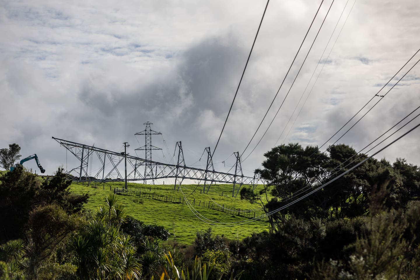 The downed pylon near Kaipara. Photo / Michael Craig