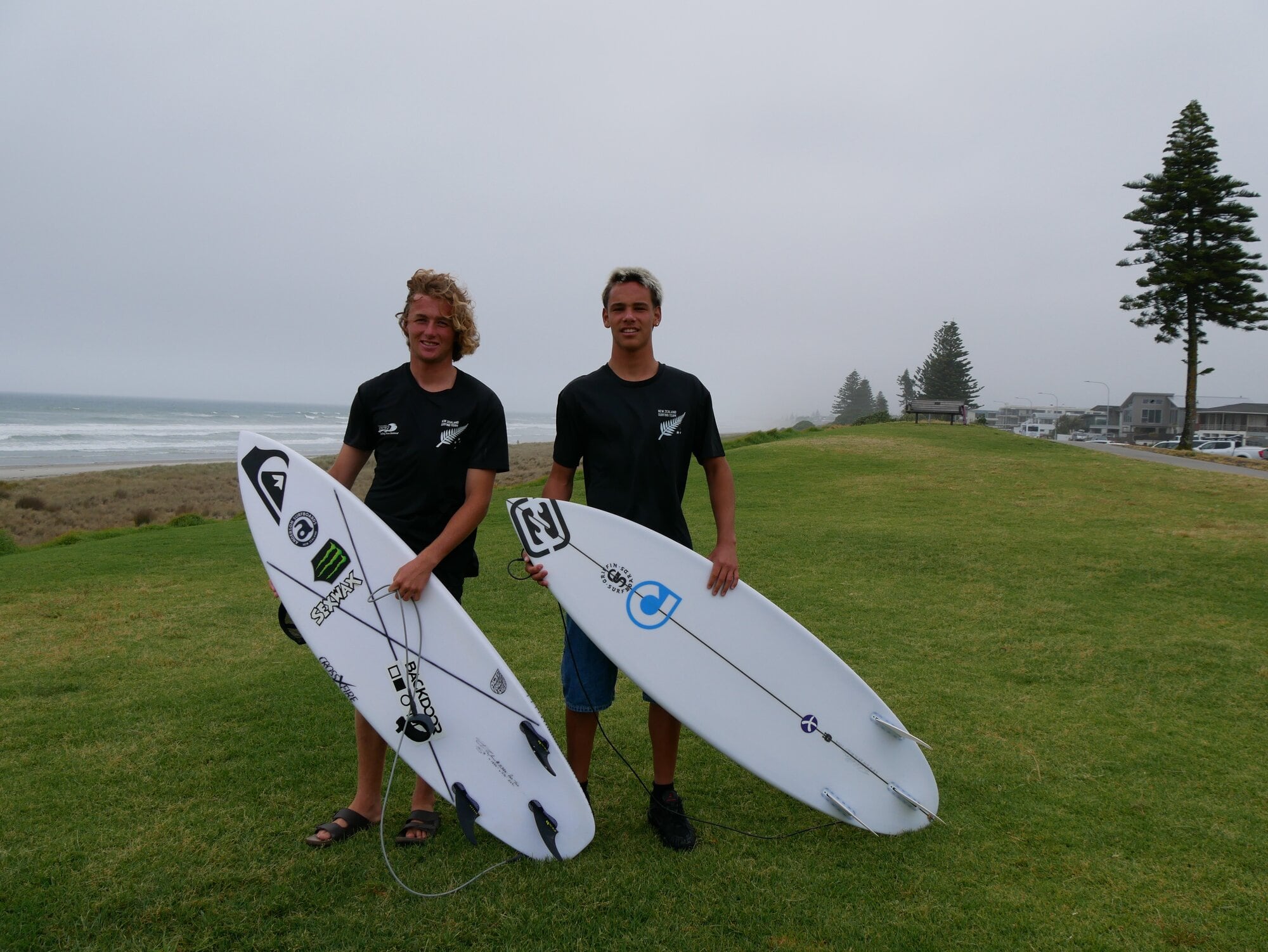  Bay Boardrider surfers Tao Mouldey and Vitor Bauermann will be representing New Zealand at the 2025 ISA World Junior Surfing Championship in Punta Rocas, Peru on December 5-14. Photo / Supplied