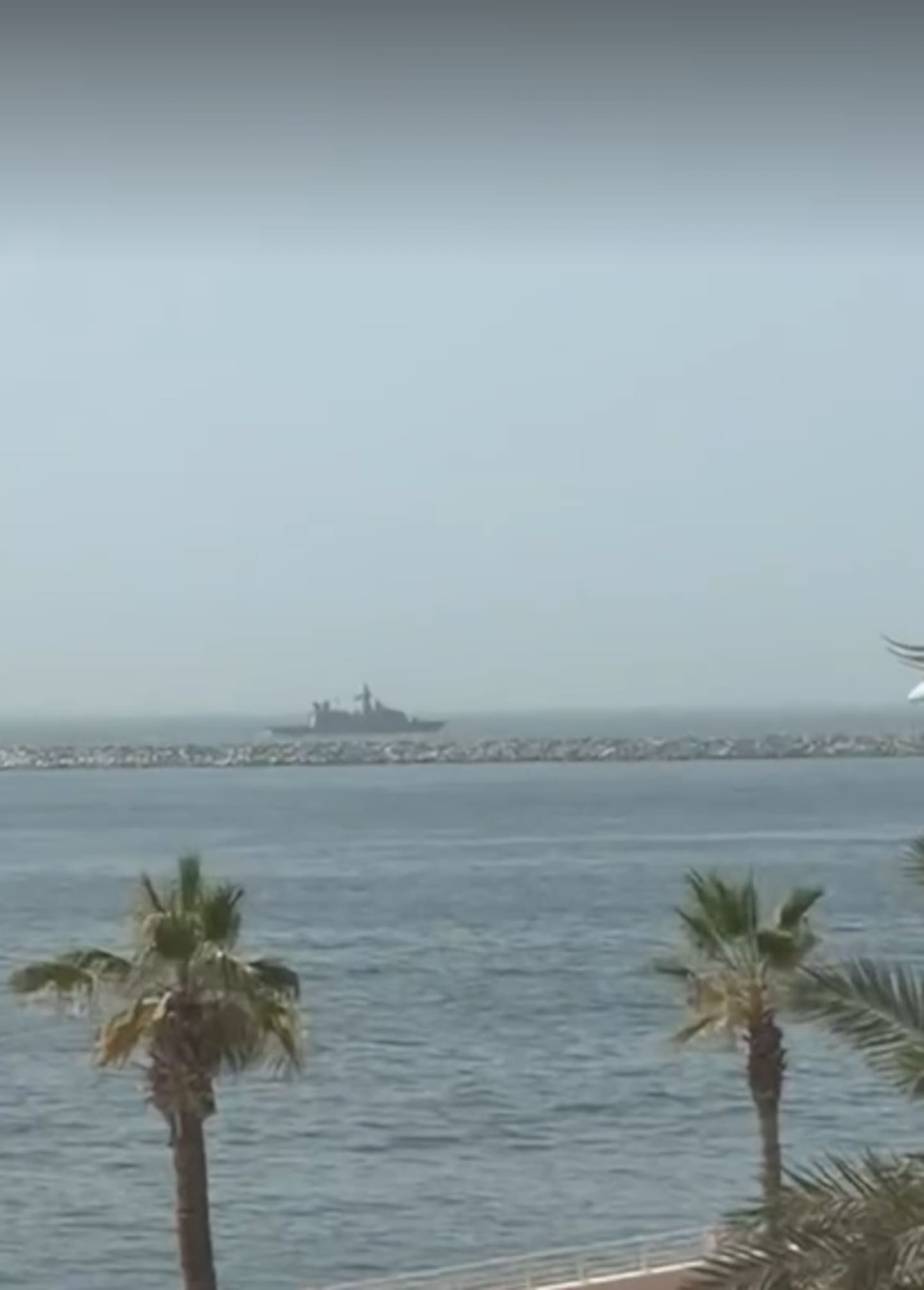 Peter could observe war ships from his apartment as armed forces worked to intercept Iran's ongoing drone strikes. Photo / Supplied