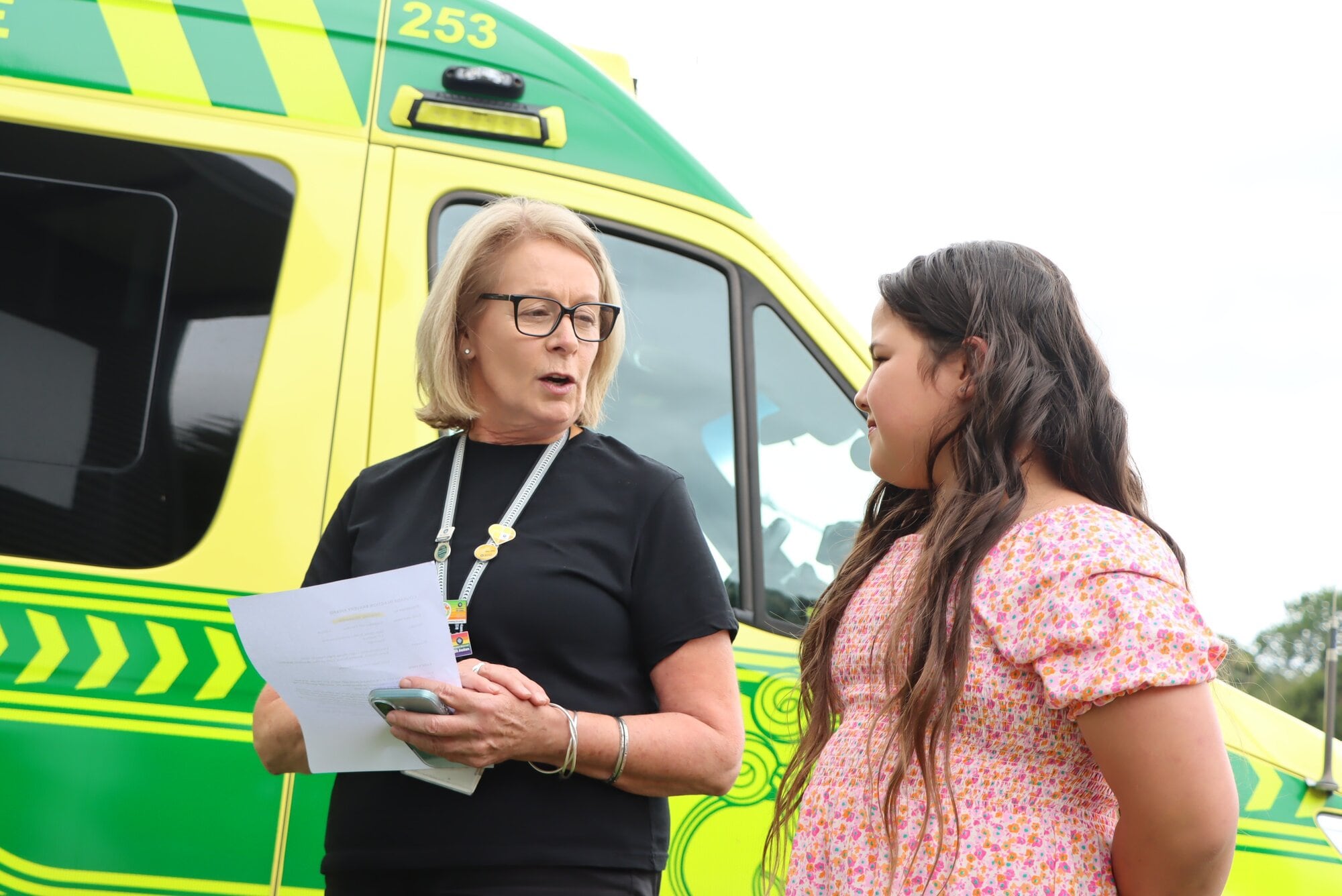 St John community education support Cathryn Tiley with Kalia Saia at the bravery award ceremony. Photo / Ayla Yeoman