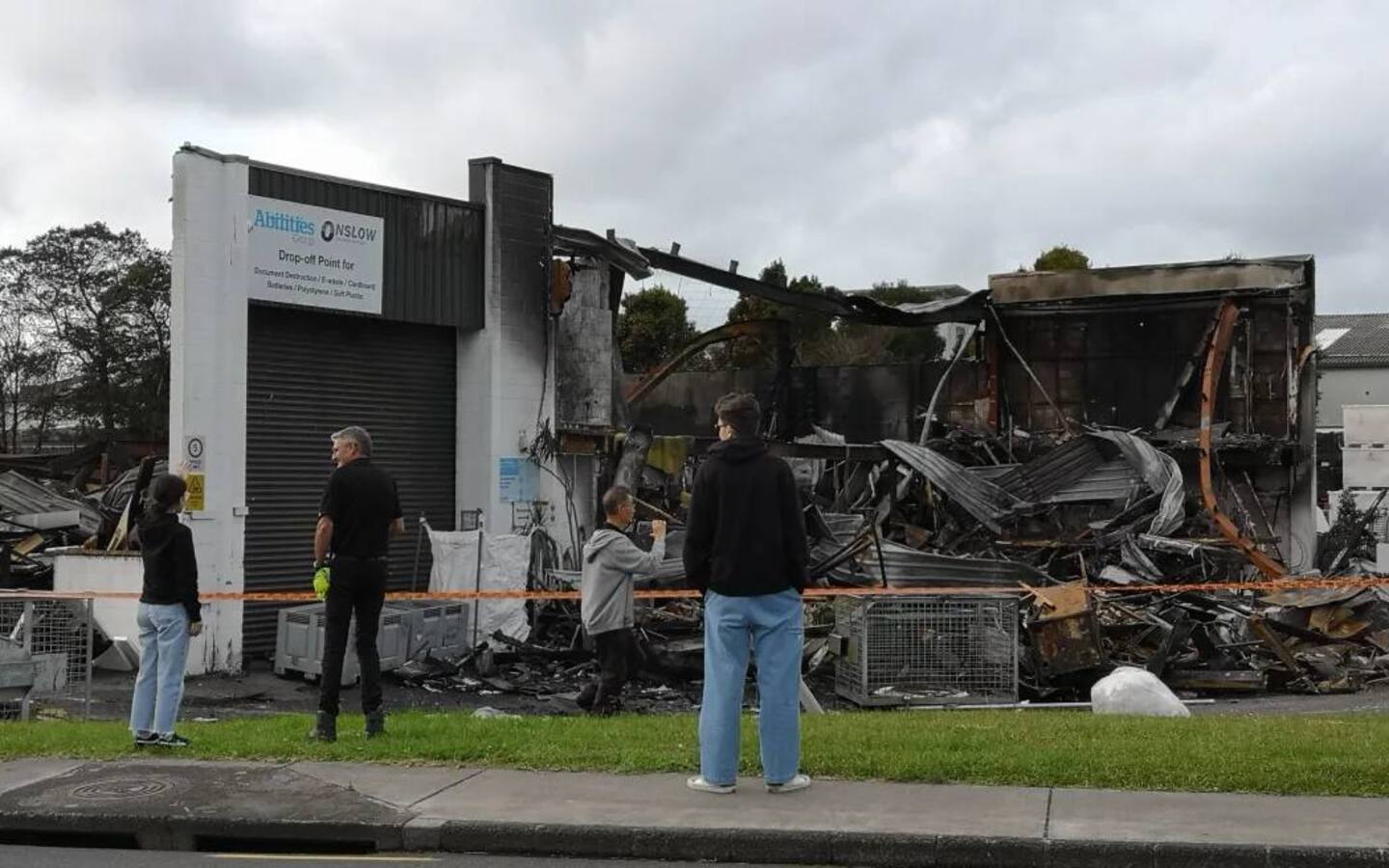 The Abilities Group recycling plant in Glenfield burned down on Thursday night. Photo / RNZ / Kaye Albert