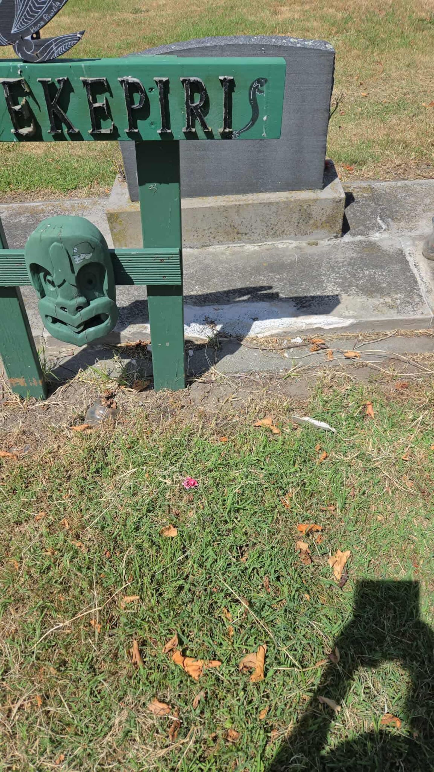 Emily Lai Kong believes thieves would have used tools to remove the greenstone headstone. Photo / Supplied