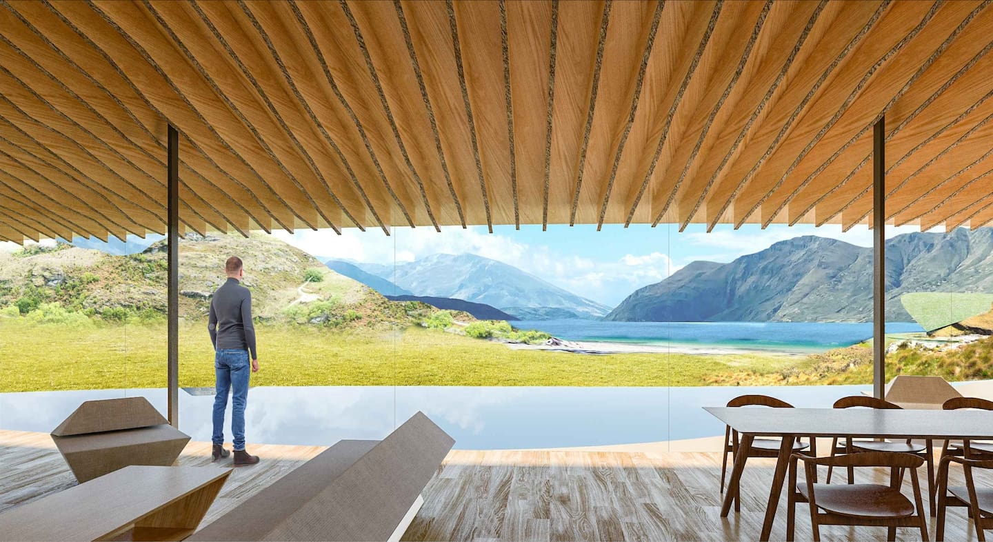 Artist's impression of the lodge development at Wānaka.