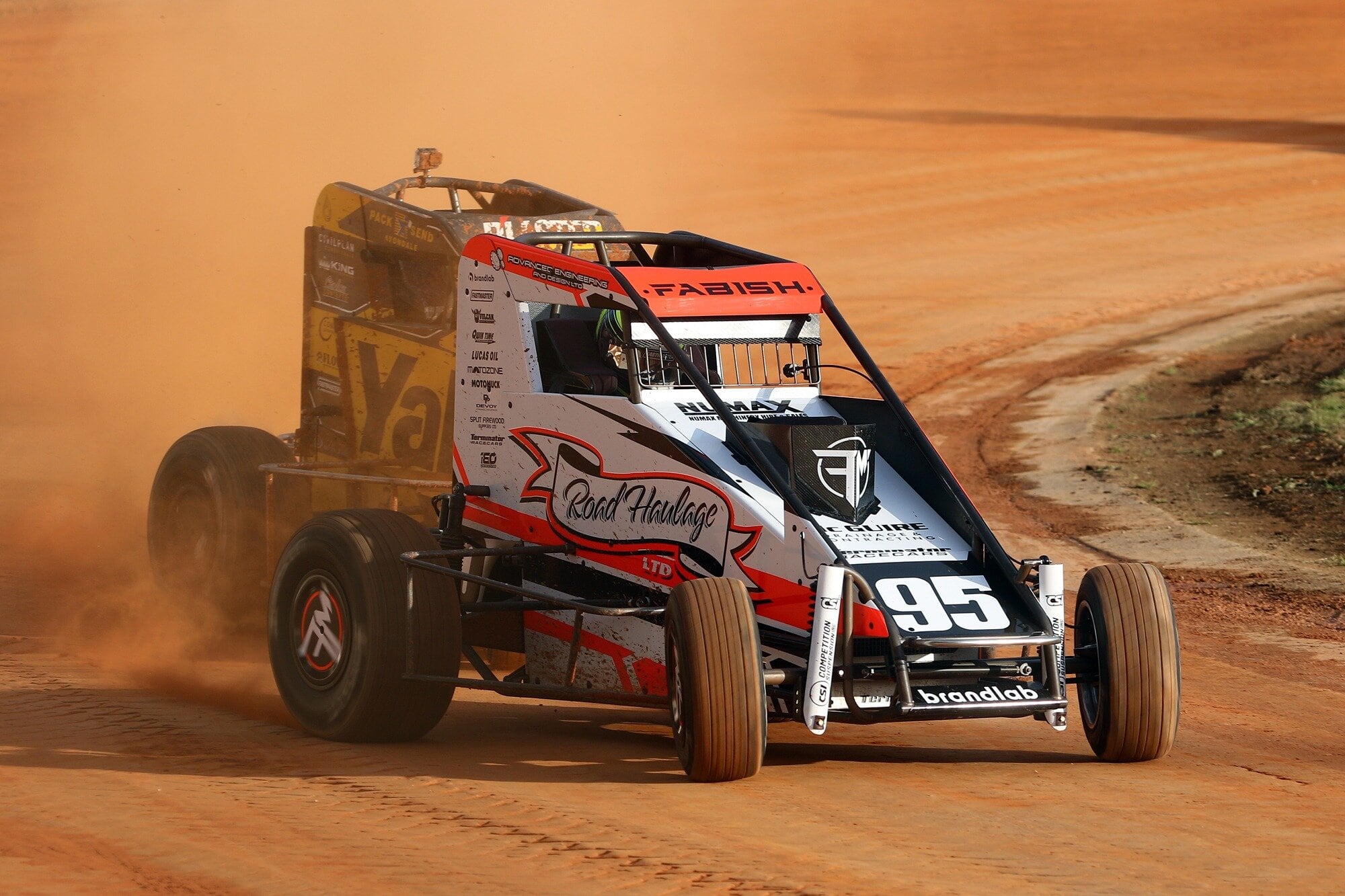 Opening night Midget Car feature race honours went to Te Awamutu racer Mitch Fabish. Photo / Stuart Whitaker/The Write Angle