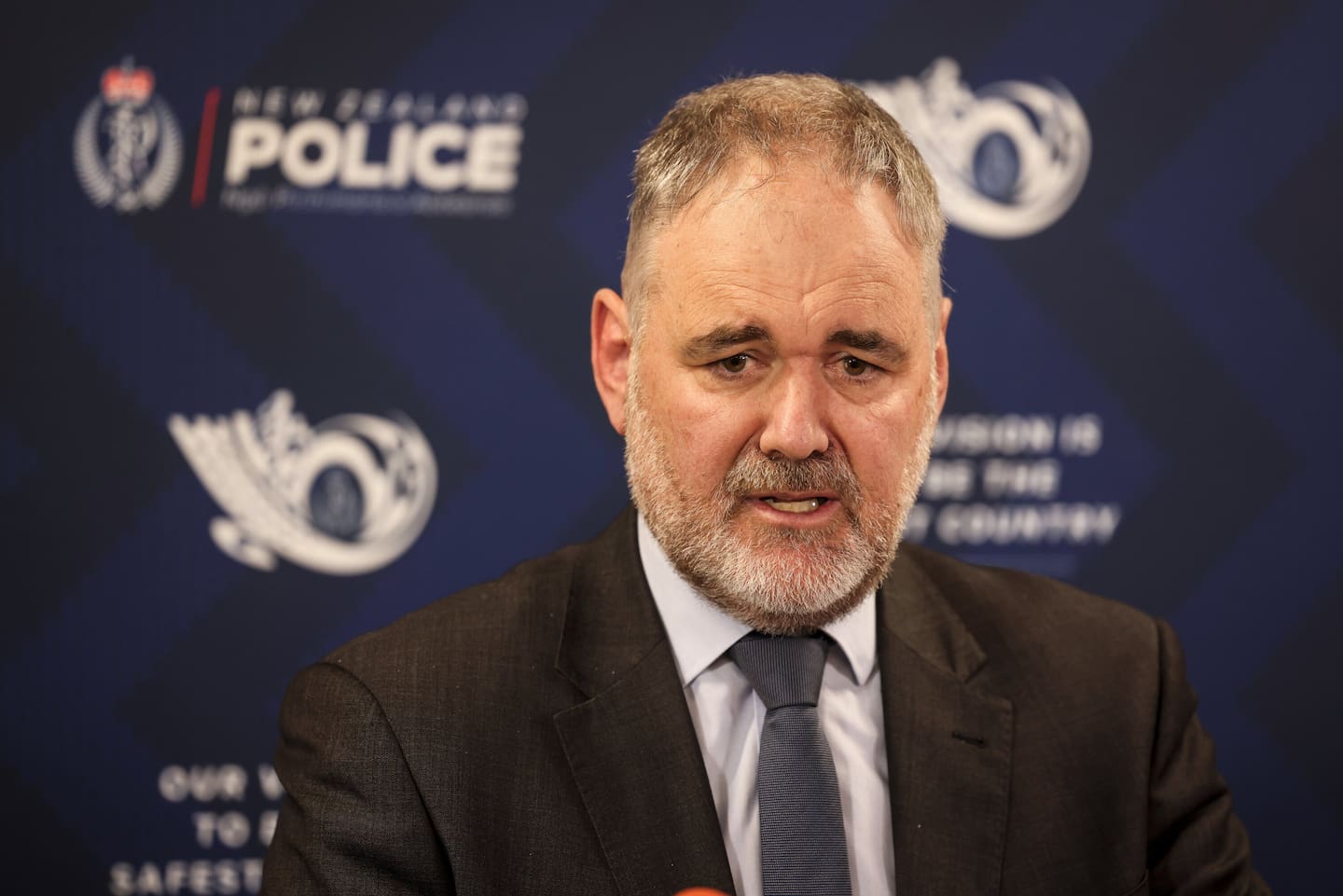 Detective Insector Graham Pitkethley, Waikato District manager criminal investigations, talks to media about the death of a 10-month old baby in Te Kuiti this week. Photo / Mike Scott