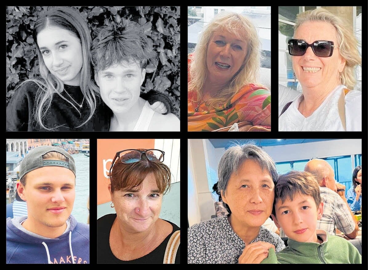 The eight people killed in the January 22 Tauranga landslides. Top row from left: Sharon Maccanico and Max Furse-Kee, both 15; Susan (Sue) Doreen Knowles and Jacqualine (Jackie) Wheeler, both 71. Bottom row from left: M&aring;ns Loke Bernhardsson, 20 and Lisa Anne Maclennan, 50, Yao Fang, 71 and her grandson Austen Keith Richardson, 10.