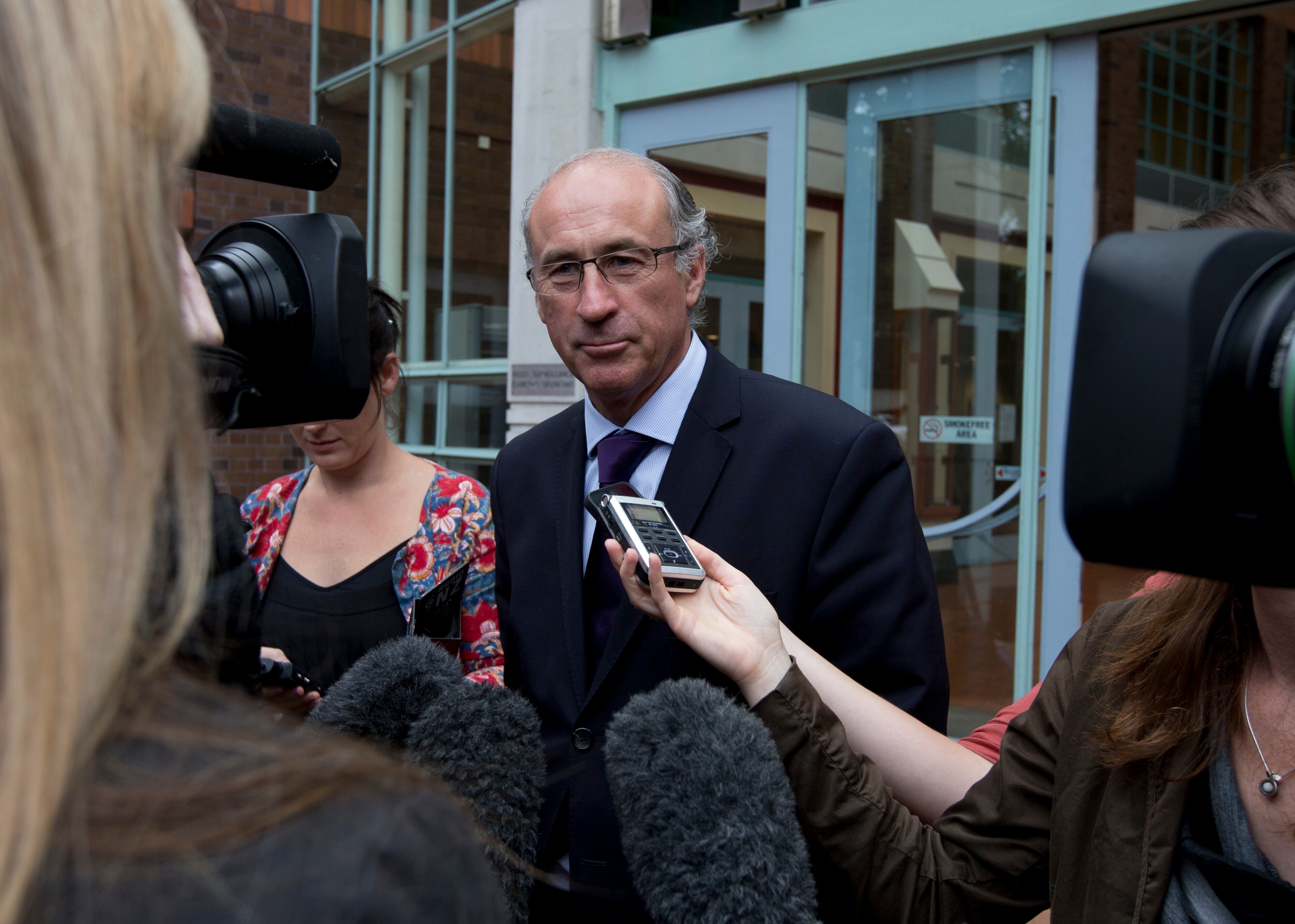Paul Davison, KC, leaving the High Court in Auckland in 2013, when he was acting as Kim Dotcom's counsel and was a Queen's Counsel. Photo / Brett Phibbs