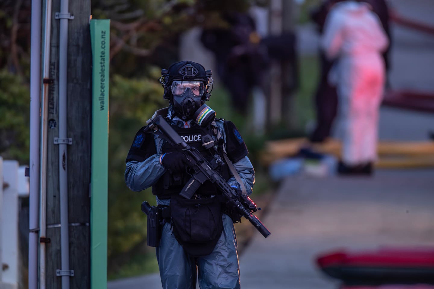 Armed police were on Colwill Rd in Massey after a fire destroyed a home.