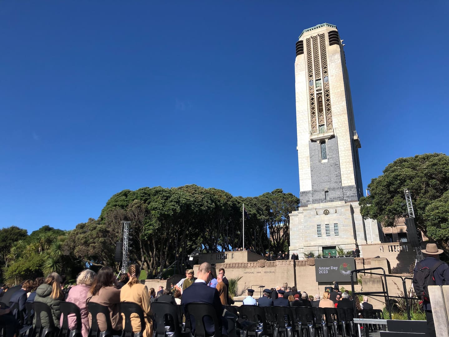 People at Pukeahu National War Memorial Park in Wellington for Anzac Day National Service. Photo / Georgina Campbell