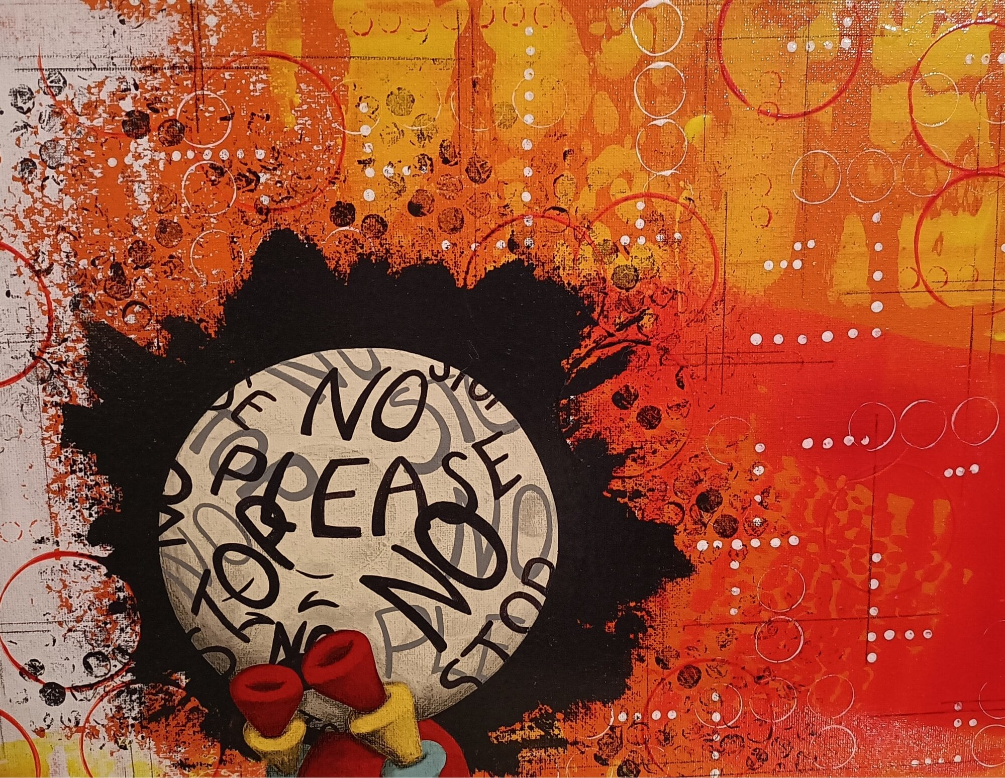  One of the artworks in Karlie Brunswick’s solo exhibition ‘Nothing to See Here’ which is showing at The People’s Gallery – Toi Ka Rere at the Tauranga Historic Village from May 17 to June 7, 2025. Photo/Supplied.