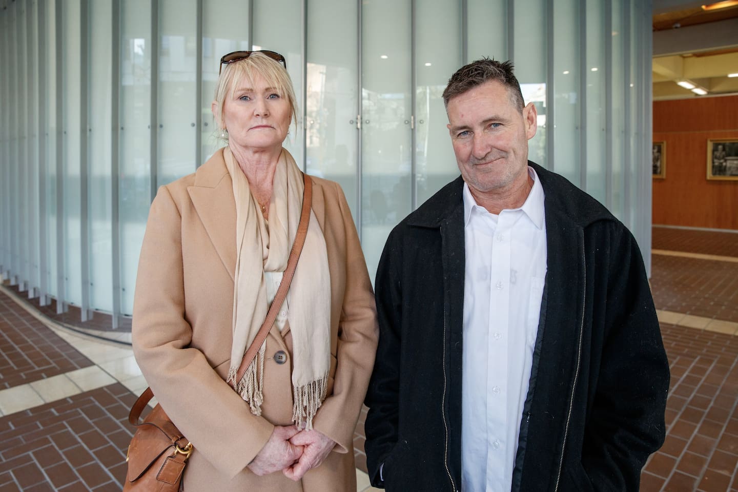 Gail Maney and her brother Colin Maney arriving at the Court of Appeal in Wellington for their hearing over their convictions connected to the murder of Deane Fuller-Sandys, 13 August, 2024. Photo / Mark Mitchell