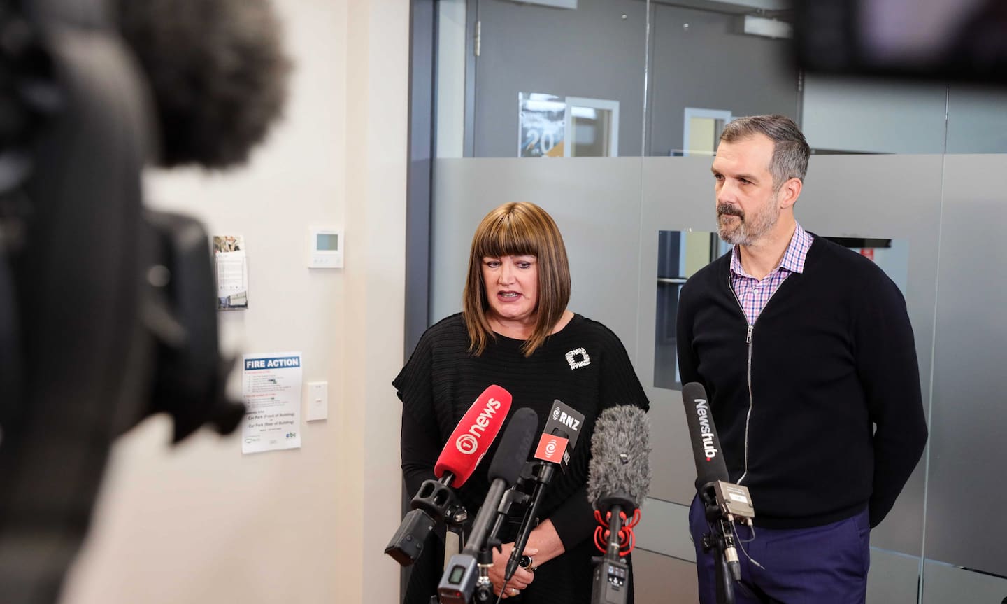 Raelene Castle (left), head of High Performance Sport NZ, and Jacques Landry, former chief executive of Cycling New Zealand. Photo / Mike Scott