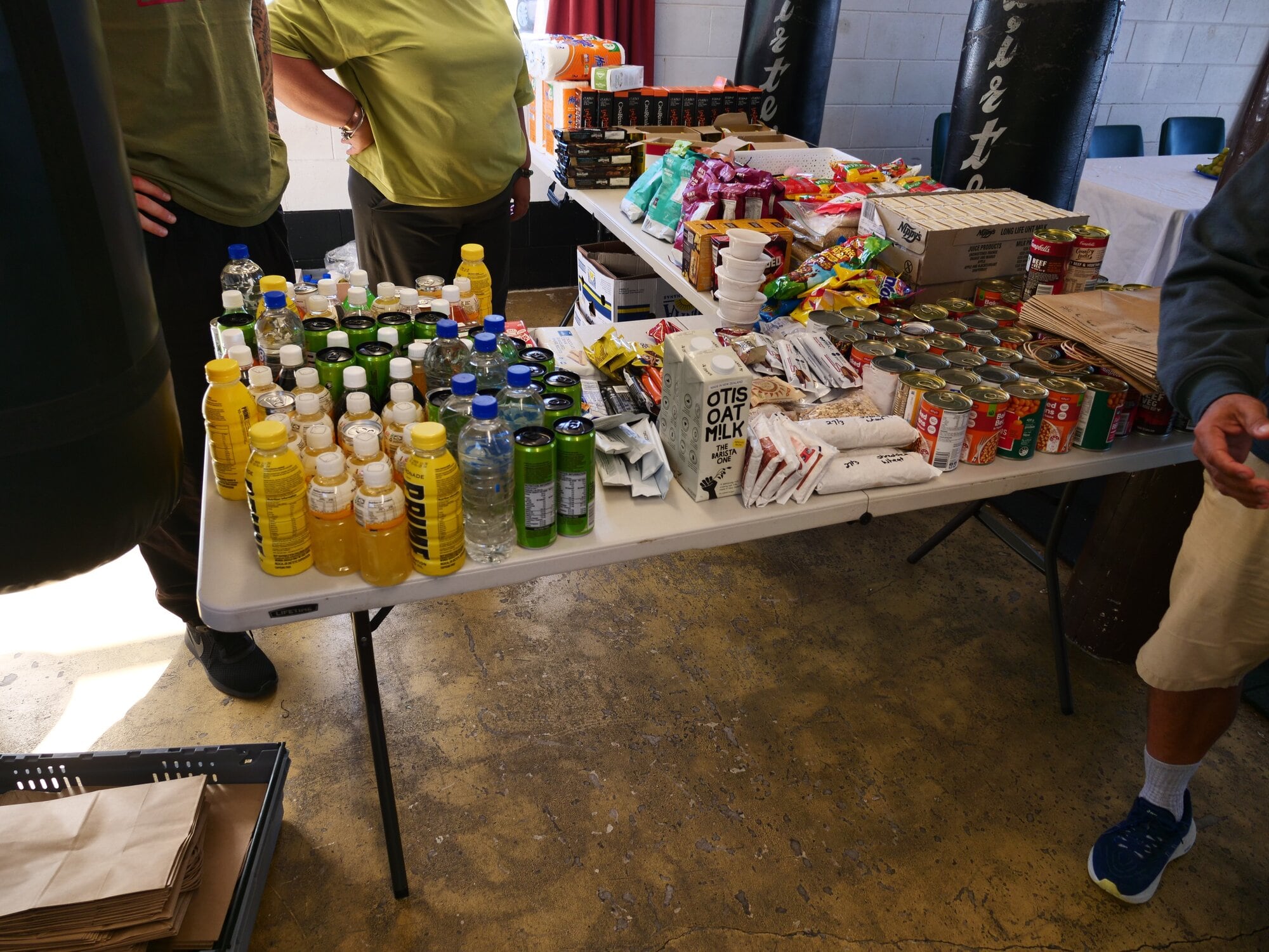  Take away supplies, such as beverages and canned food for those in need. Photo / Tom Eley