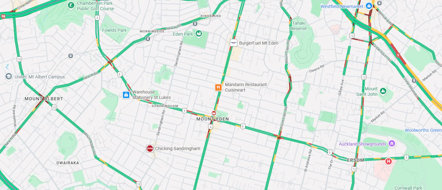 Traffic is starting to build around the crash site. Image / Google