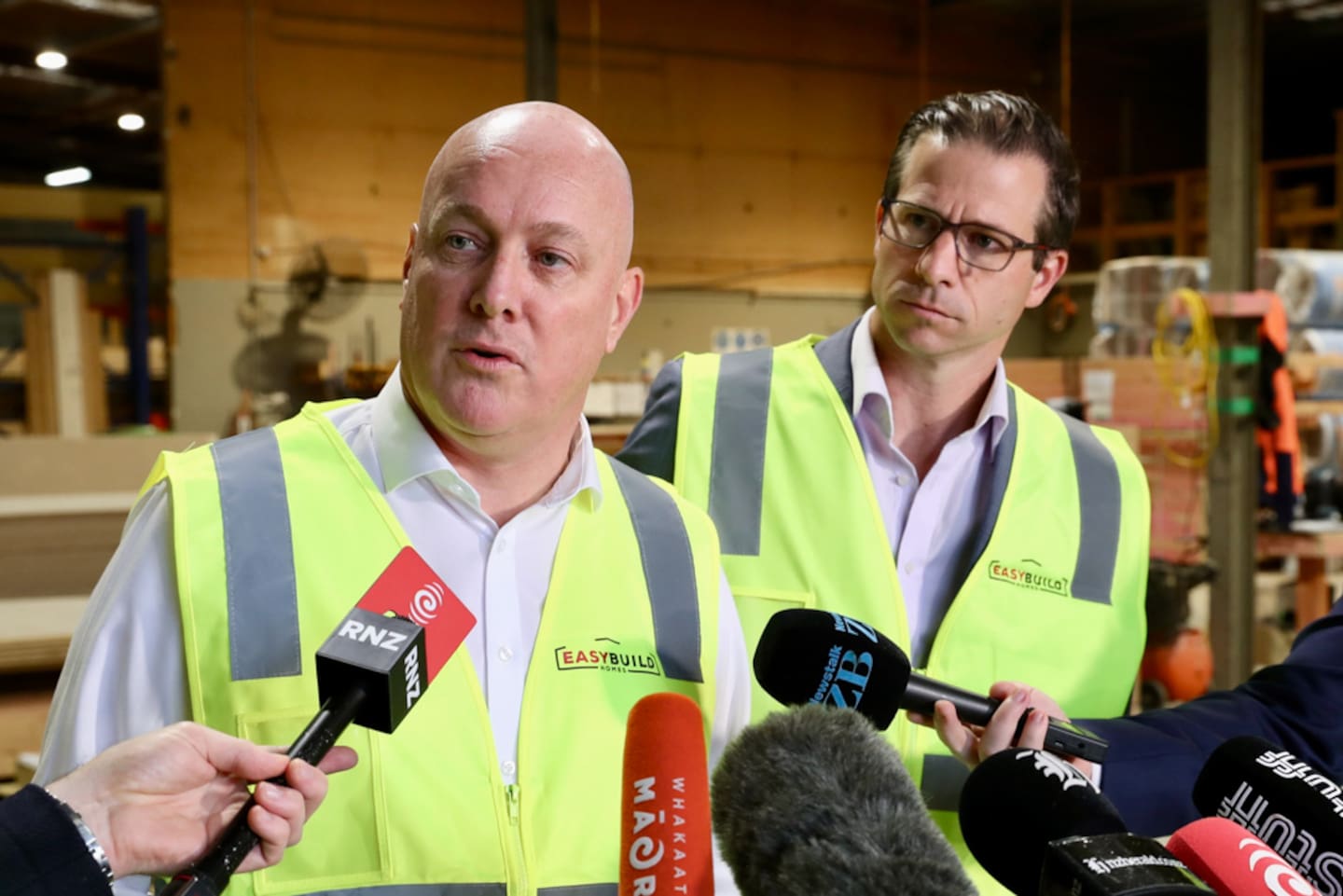 Prime Minister Christopher Luxon and Building and Construction Minister Chris Penk want to break down barriers to overseas products coming here. Photo / Mark Mitchell.