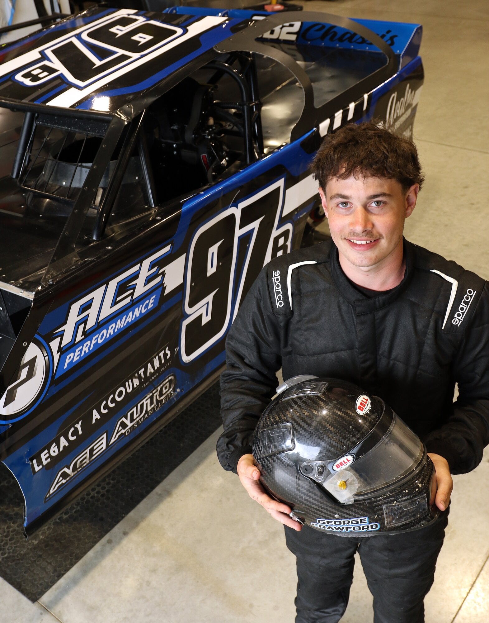  George Crawford, 17, has made an impressive start to his first season in the super saloon class. Photo / Supplied