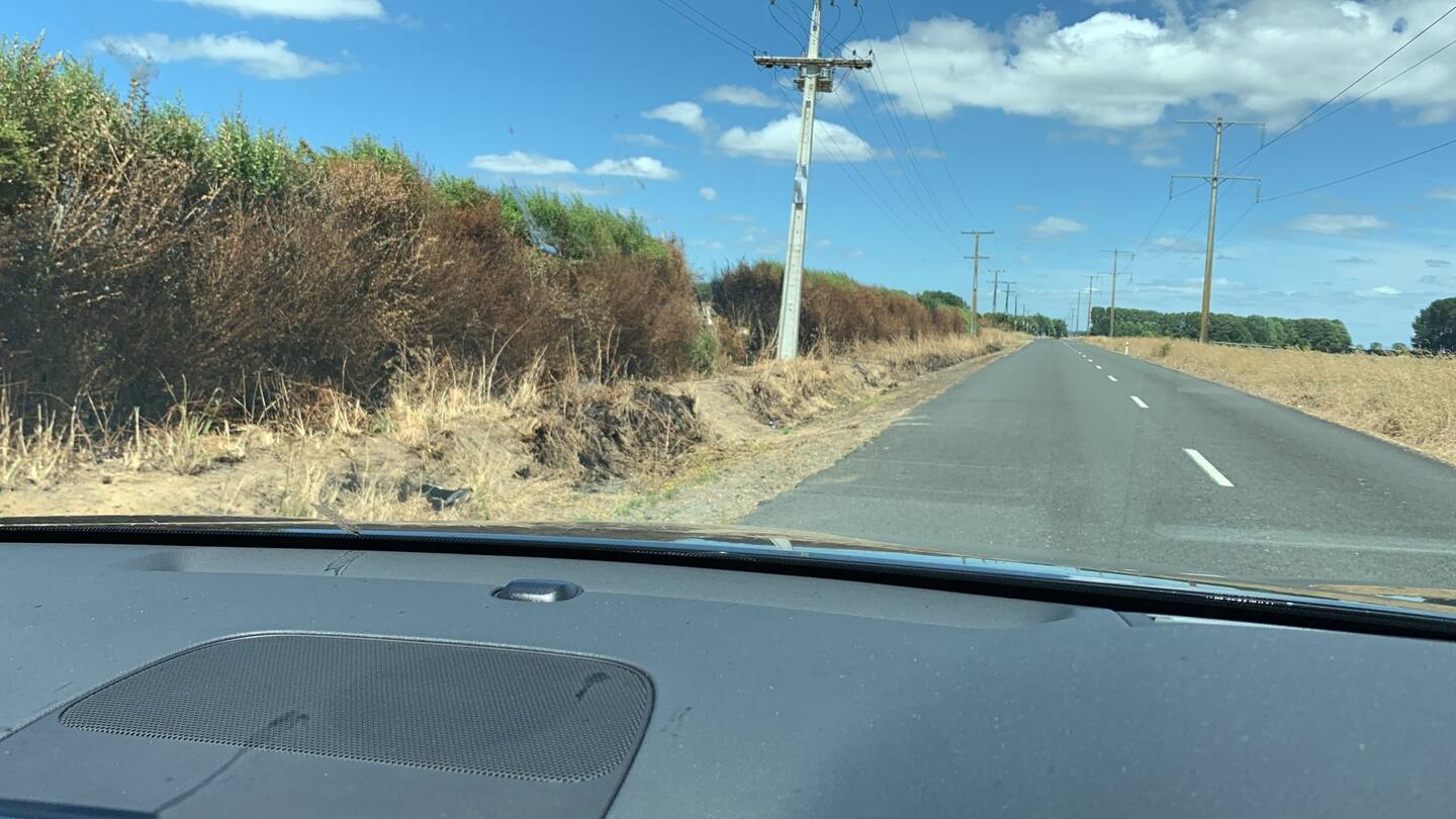 The crash scene along Dawson Rd after a new power pole had been erected. Photo / NZME