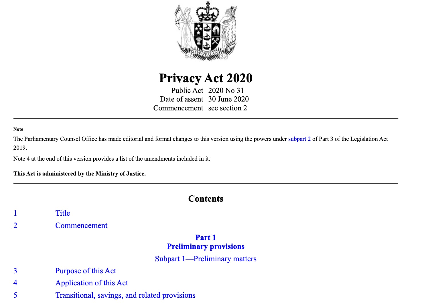 The Privacy Act 2020. Photo / New Zealand Legislation
