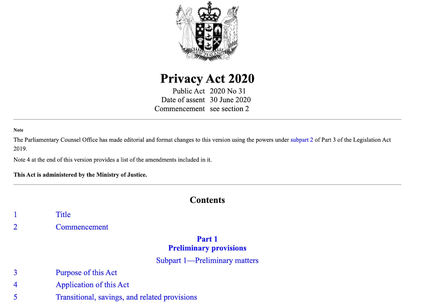 The Privacy Act 2020. Photo / New Zealand Legislation