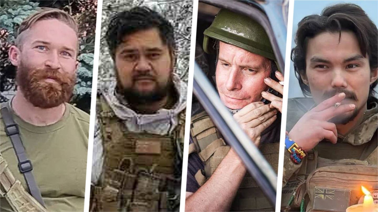 More Kiwis have died in Ukraine, joining earlier losses (left to right) Dominic Abelen, Kane Te Tai, Andrew Bagshaw and Shan-Le Kearns in the death toll. New Zealand Herald composite photo