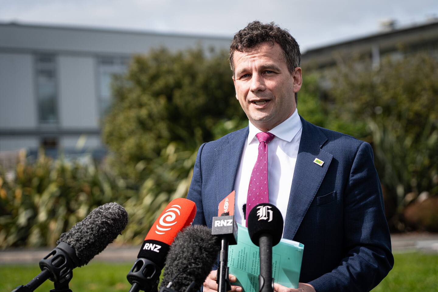 Associate Education Minister David Seymour announces the new truancy rules in Auckland's Botany. Photo / Alyse Wright