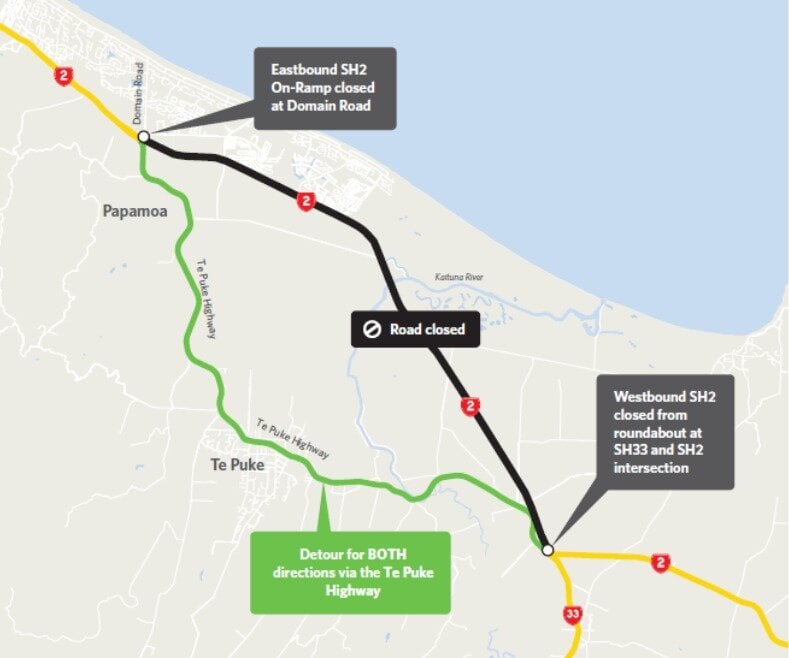  Detour map. Image / NZTA