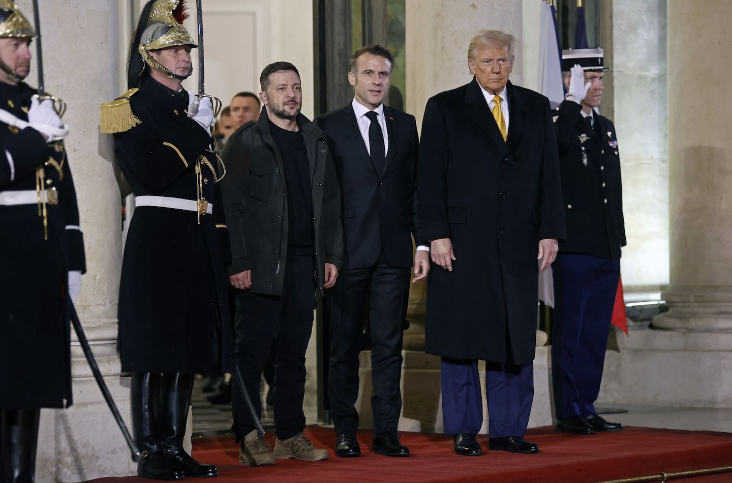 French President Emmanuel Macron met US President-elect Donald Trump and Ukrainian President Volodymyr Zelensky as foreign dignitaries descended on Paris for the reopening of the Notre-Dame Cathedral. Photo / Getty Images