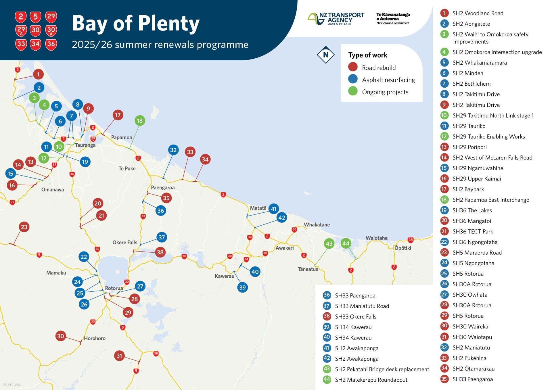  Bay of Plenty highways are set for busy summer maintenance. Image / NZTA