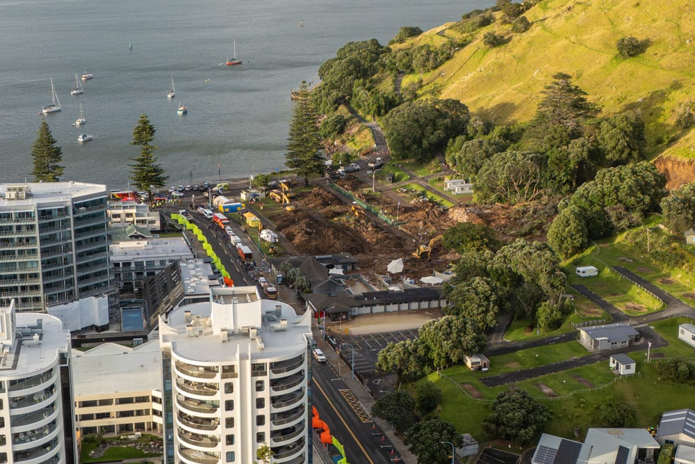 Police, fire and emergency services at Mount Maunganui campground. Photo / Jason Dorday