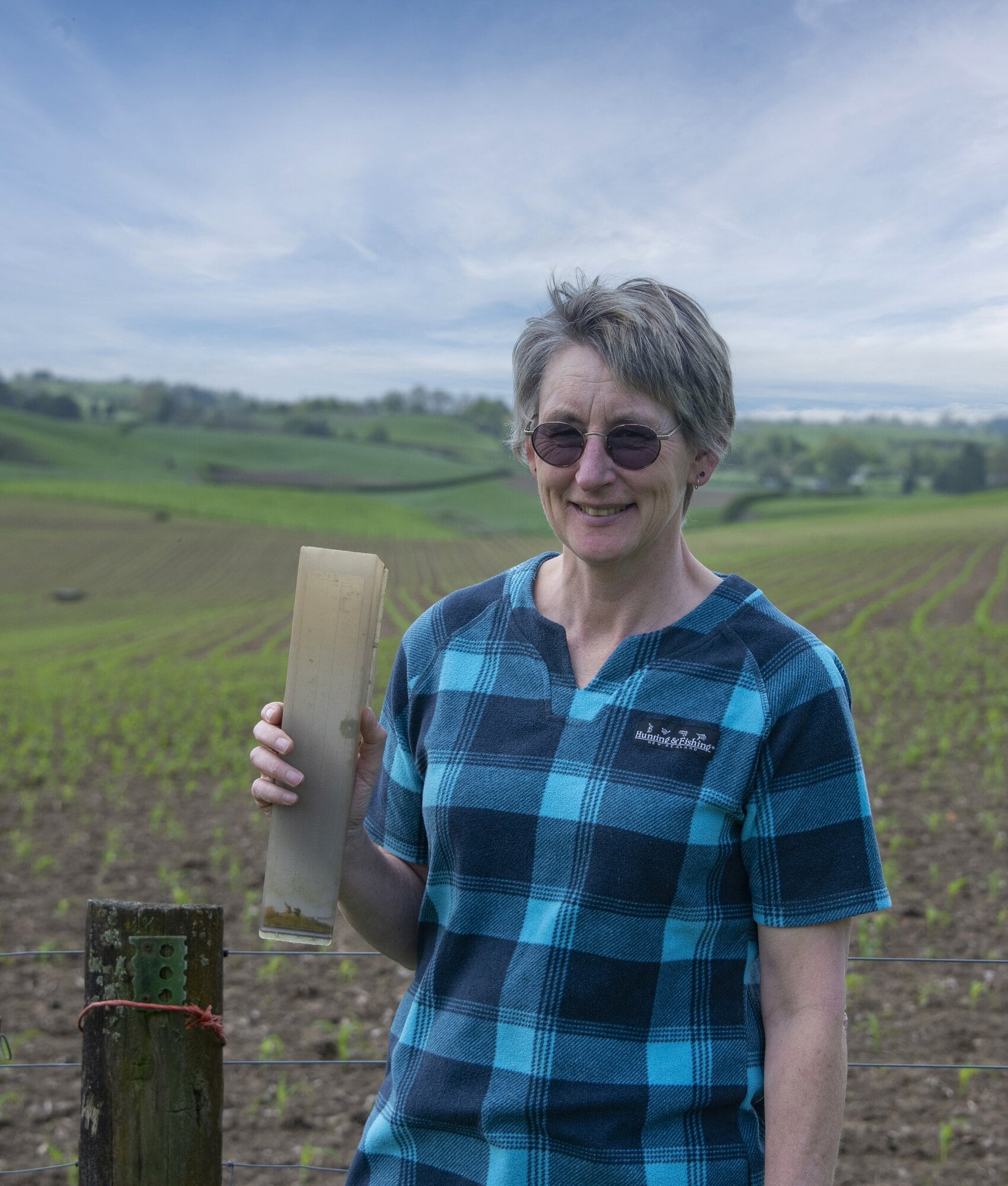  Sue Dixon takes the lead with collecting and collating rainfall, temperature and soil temperature on the farm. Photo: Catherine Fry
