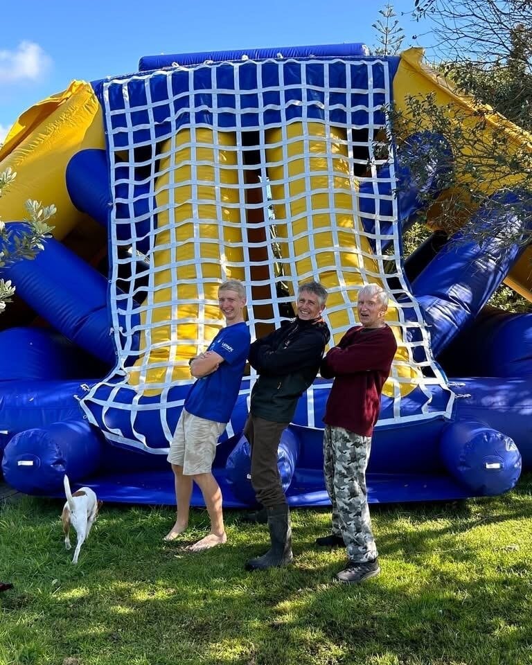  Three generations of the Anderson family, who have owned and operated Waimarino Adventure Park for 50 years - Alec Anderson, his father Blair Anderson, and his father Barry Anderson - the park's founder. Photo / Brydie Thompson