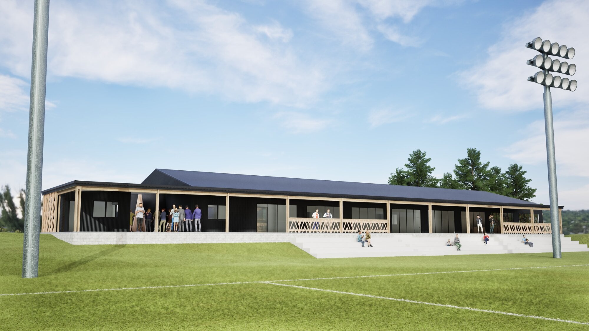 The new clubroom will be twice the size of the old site and features a miniature grandstand. Photo / Valiant Building Services