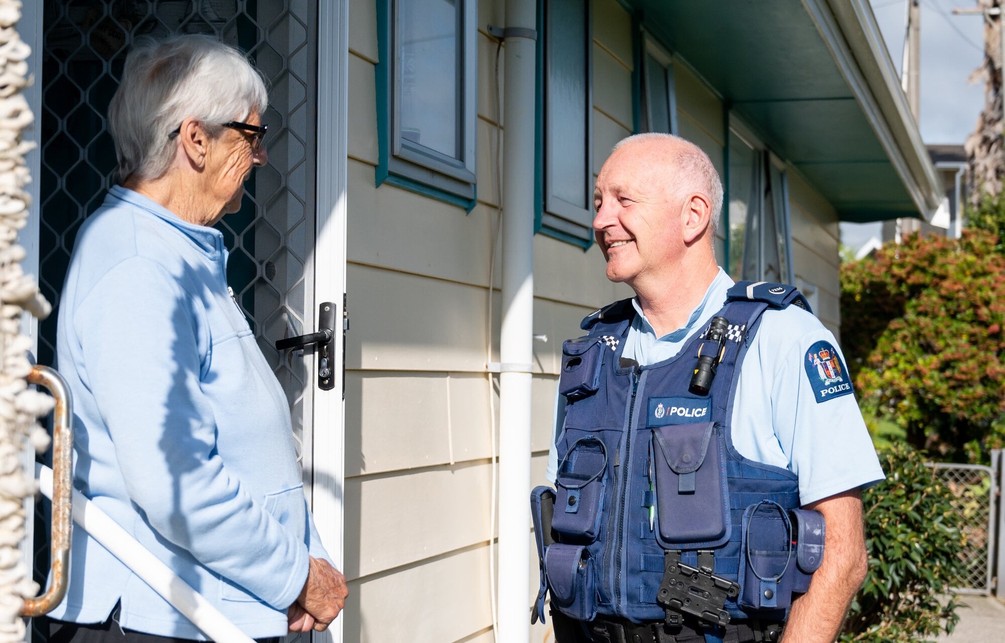 Ailsa Scott, 82, is greatful for the visit from Pāpāmoa Community Constable Adrian Oldham. Photo / Brydie Thompson