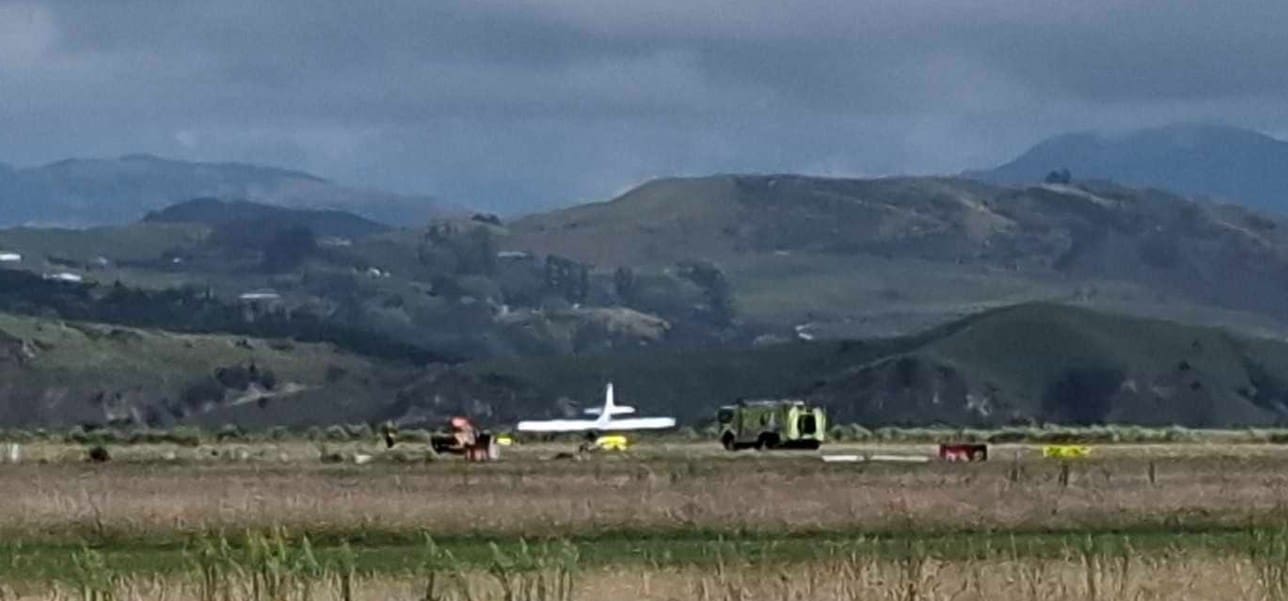 Damaged plane lands after mid - air drama at Hawke Bay Airport