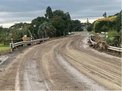  A rain bomb in the hills above Matatā in March this year saw sediment and debris-laden water overtop Moore's bridge closing State Highway 2 and entering private properties. Photo / LDR (SINGLE USE ONLY)