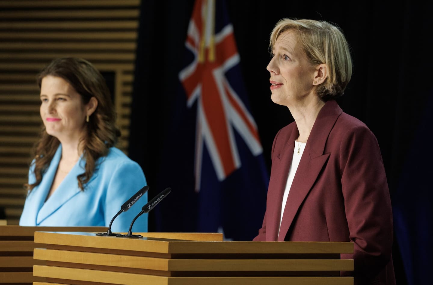 New RBNZ Governor Dr Anna Breman (right) with Finance Minister Nicola Willis when Breman's appointment was announced this week. Photo / Mark Mitchell