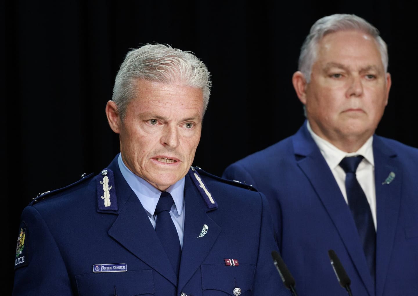 Police Commissioner Richard Chambers (left) and Police Minister Mark Mitchell will be joining the Prime Minister's trip to the Pacific. Photo / Mark Mitchell