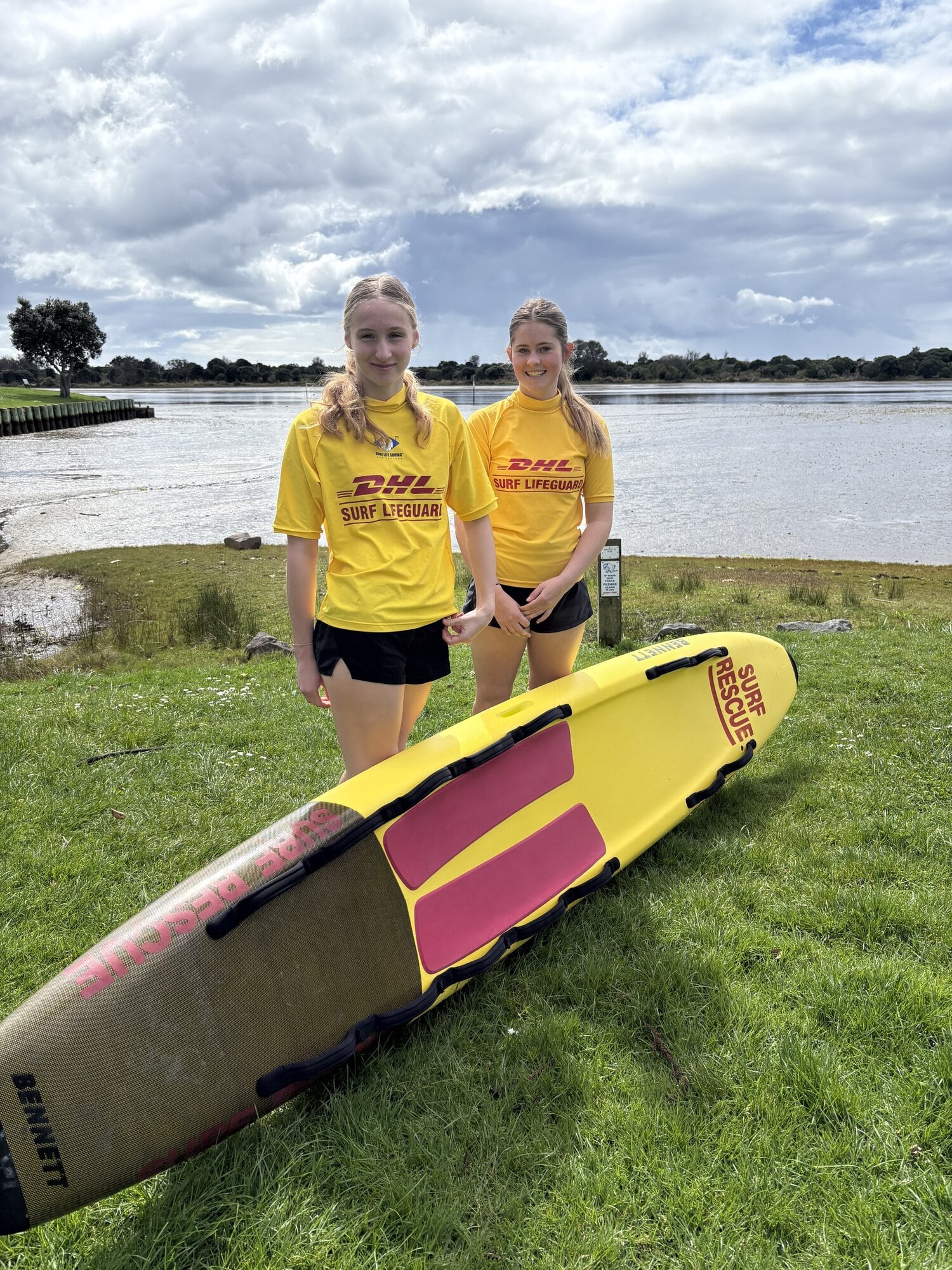 Waihī Beach lifeguards Isabel Shaw and Paige Hickisey. Photo / Supplied
