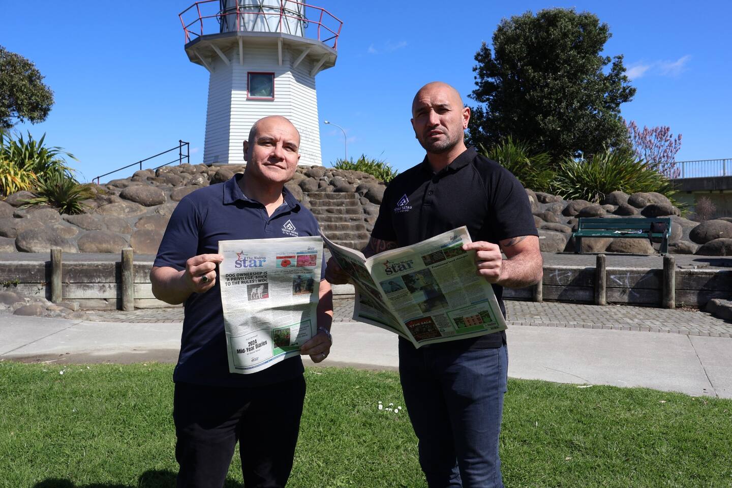 Wairoa Star saviours: Tātau Tātau o Te Wairoa Trust chief executive Lewis Ratapu (left) and Tātau Tātau Commercial chief executive Aayden Clarke.