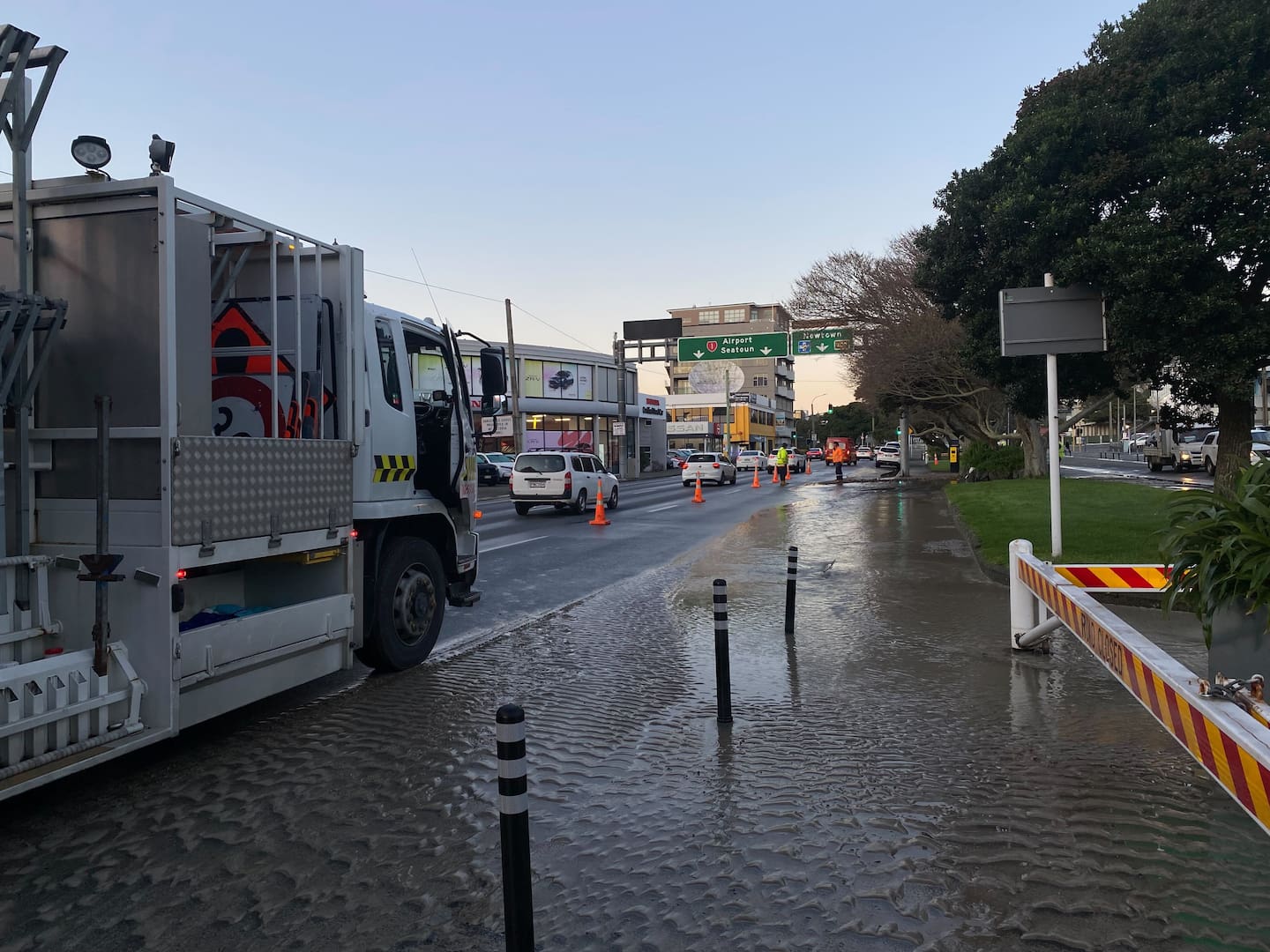 The pipe's repair is expected to take 8-10 hours. Photo / Ethan Manera