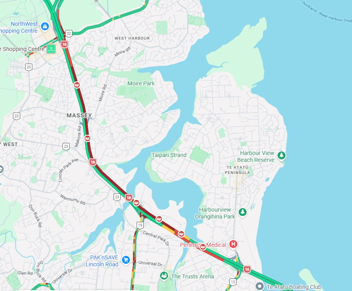 Traffic on the Northwestern Motorway. Photo / Google Maps