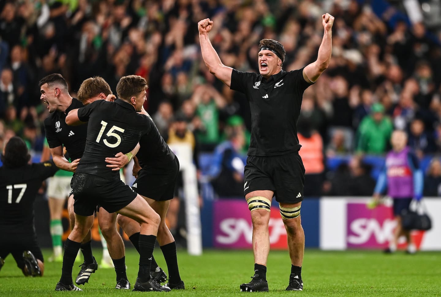 Scott Barrett celebrates at the 2023 Rugby World Cup. Photo / Getty Images