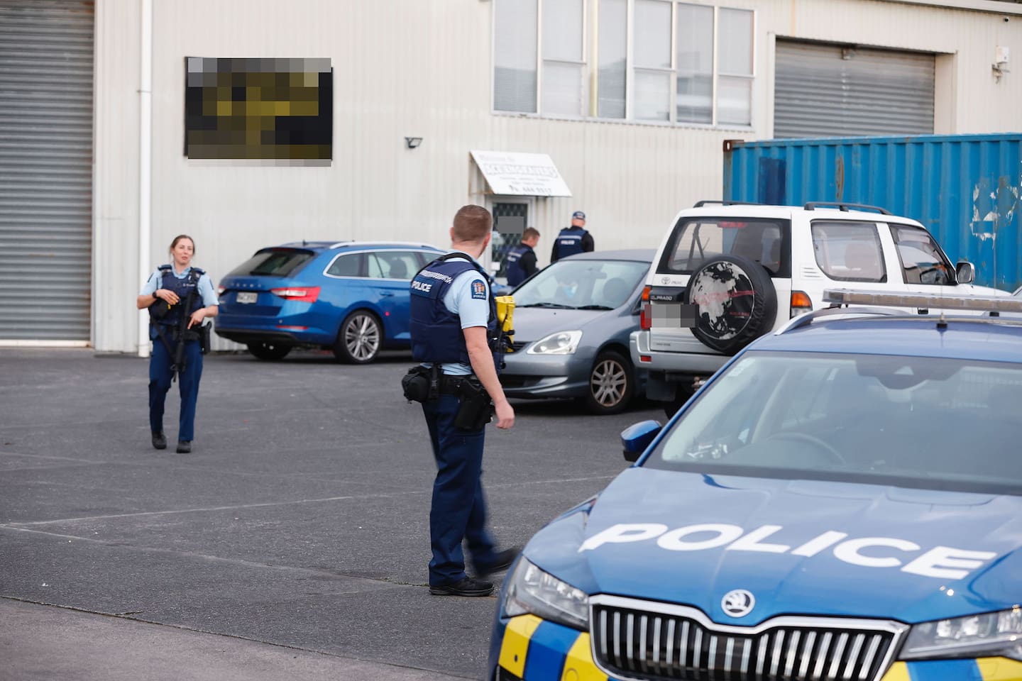 Police remained at the pad on Wednesday morning after the raid. Photo / Michael Craig