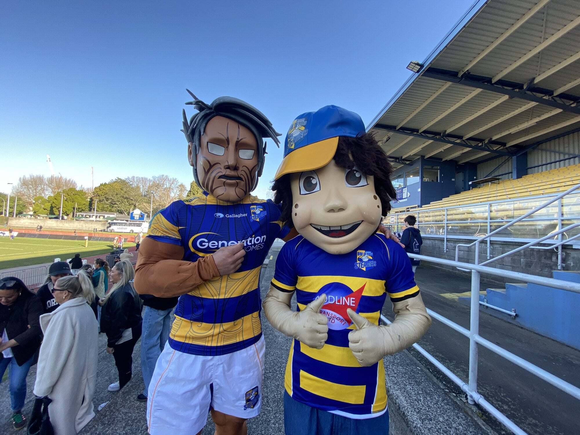 The Bay of Plenty Steamers mascots at Saturday's game. Photo / Rosalie Liddle Crawford