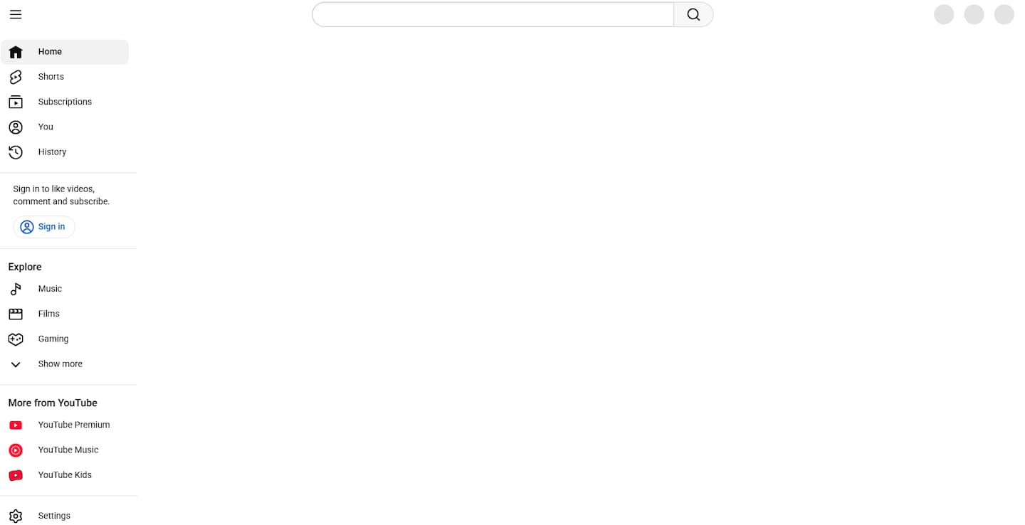 YouTube is showing blank screens for users.