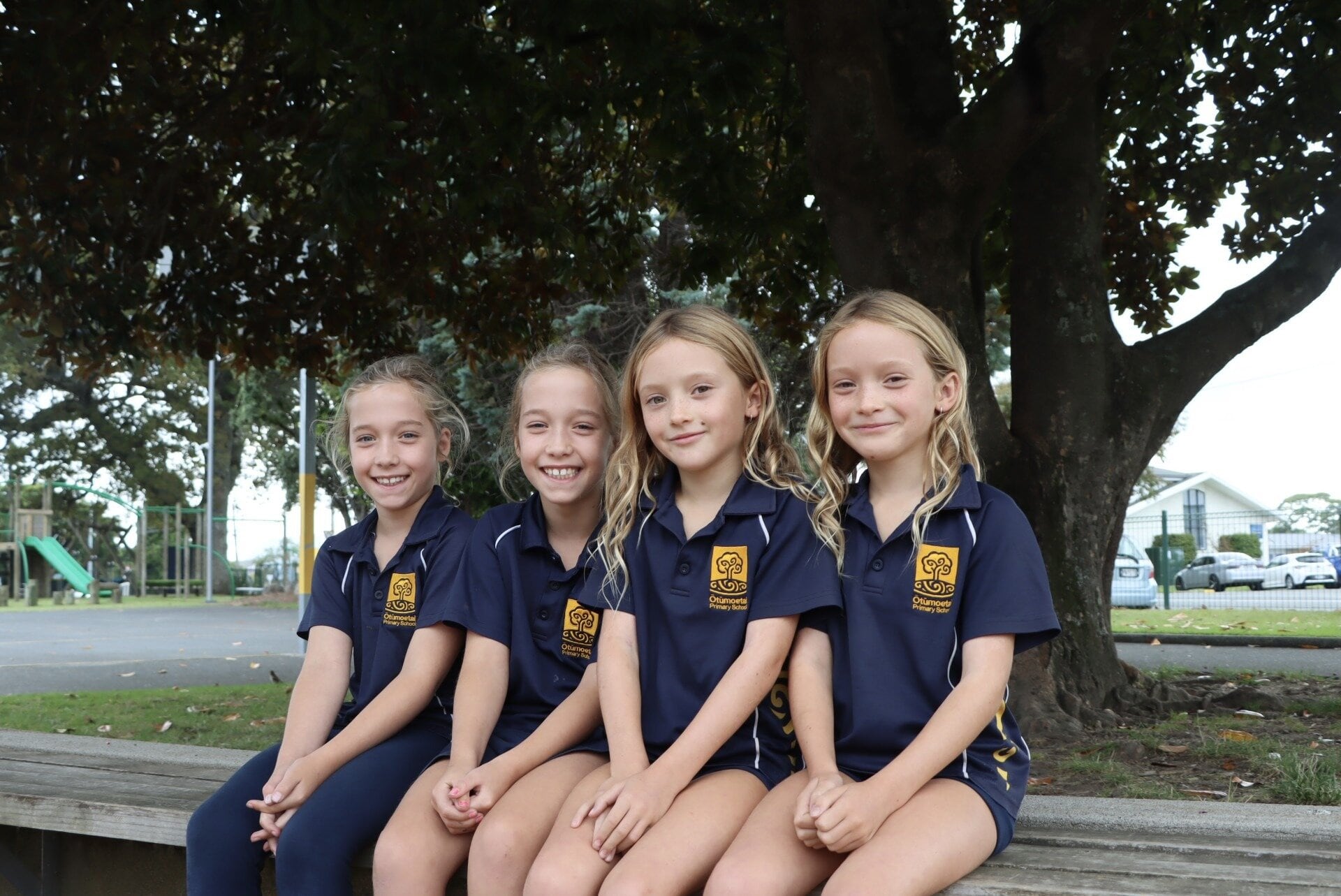  From left: Otūmoetai Primary School twins Havana and Stella Rasmussen, and Paige and Sophia Rudnicki. Photo / Zoe Blake