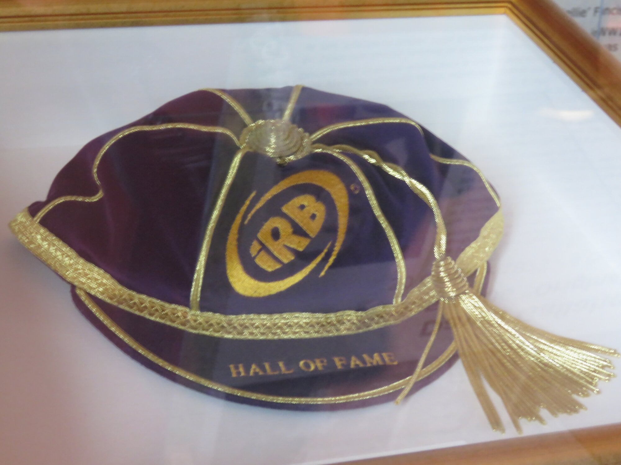  Dave Gallaher’s rugby cap, displayed at Western Bay Museum for the weekend thanks to loan from the Ponsonby Rugby Club. Photo / Merle Cave